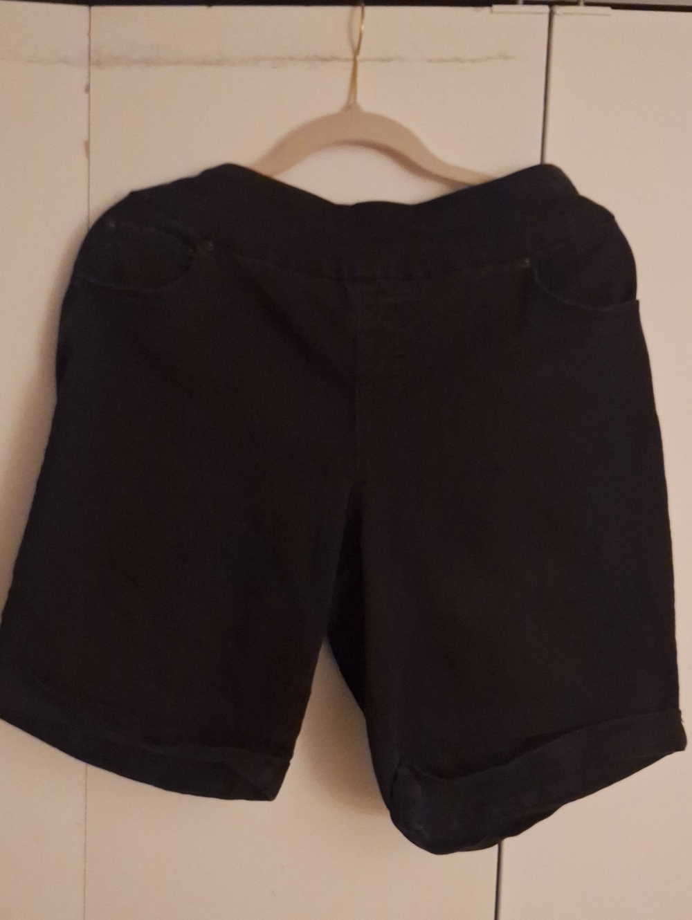 High-Rise Black Bermuda Shorts with Rolled Hem